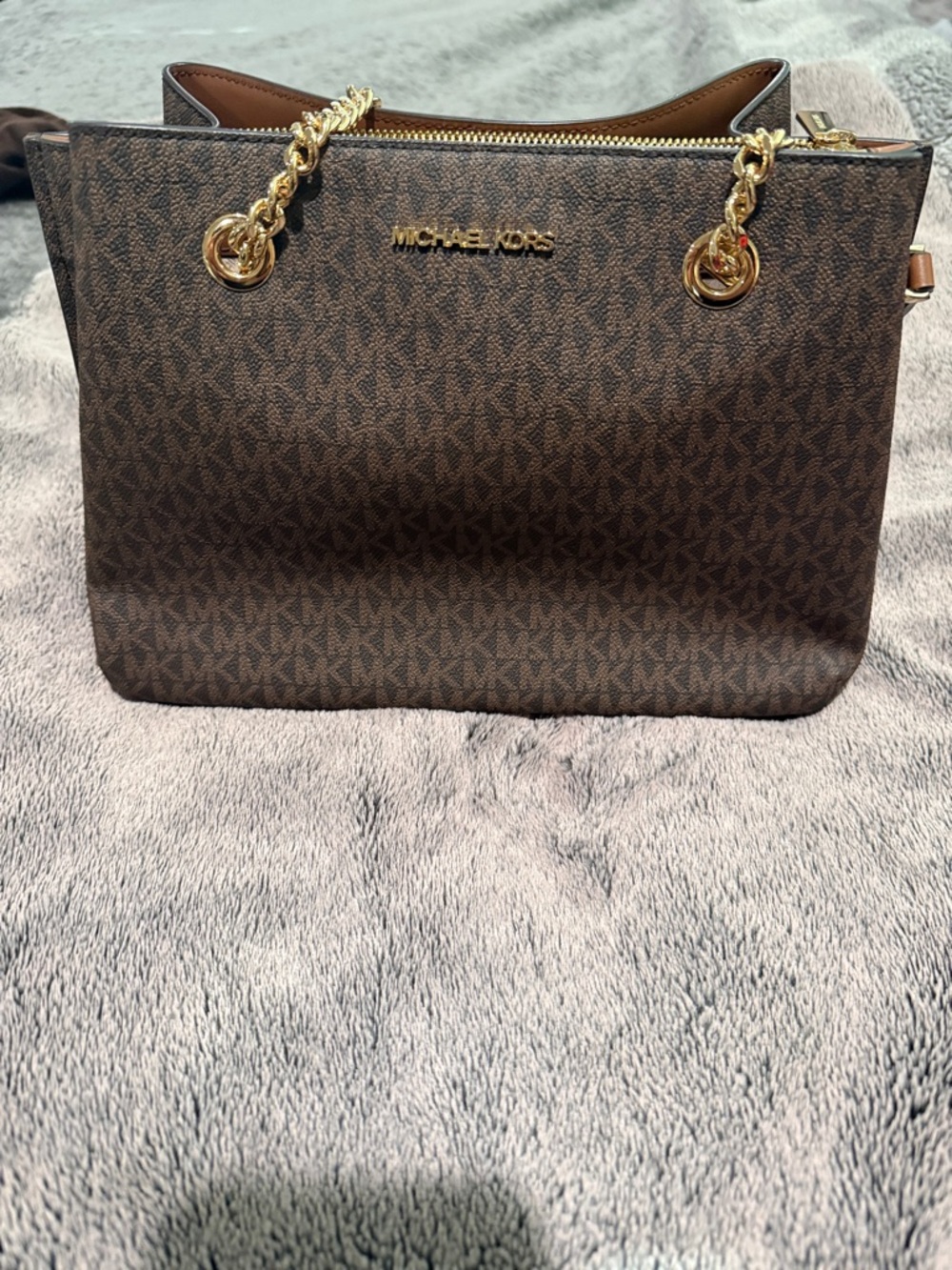 MICHAEL KORS Brown Logo Chain-Handle Shoulder Bag